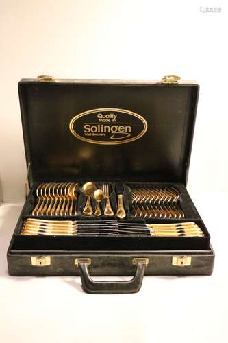 A Box of Gold Plate Spoon & Knife