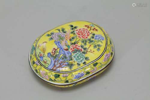 Chinese Republic Period Enamel Bronze Makeup Box