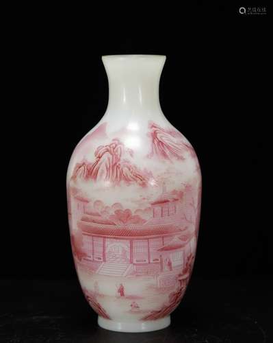 Chinese Pink Glass Vase