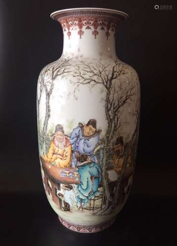 Chinese Republic Period Famille Rose Vase, Marked