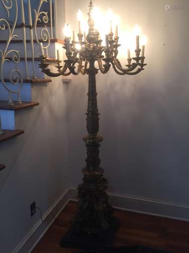 French 19th C. Bronze Floor Chandelier