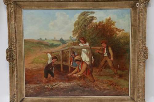 Oil on Canvas, Farmer Family
