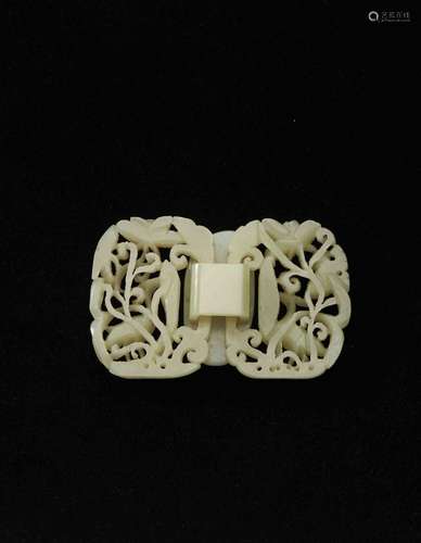 A CHINESE WHITE JADE CARVING HOOK&BUCKLE