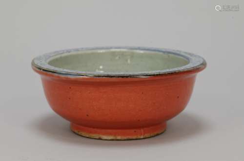 Qing Dynasty Chinese Red Glazed Porcelain Bowl