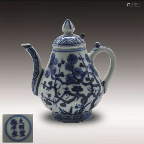 Chinese Blue&White Teapot,Mark