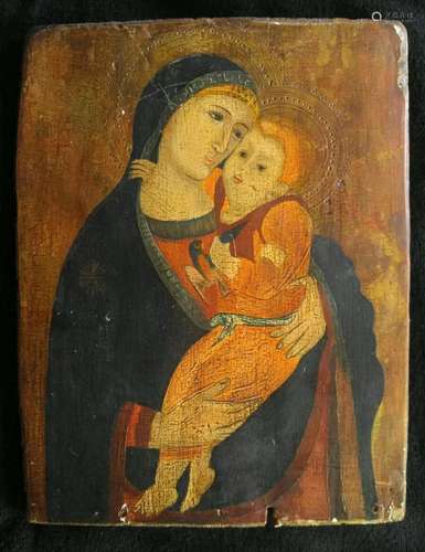 Antique 18c Balkan icon of Mother of God