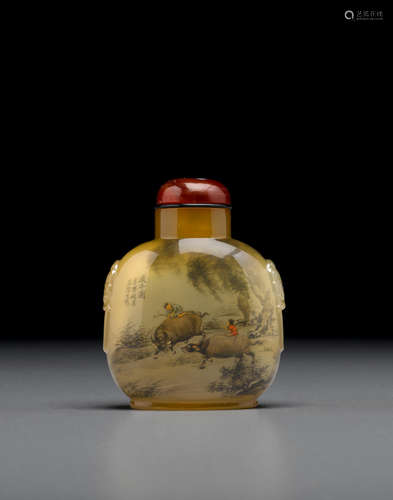 Wang Xisan (b. 1938), 1981, the bottle: 1800-1860 An inside-painted chalcedony snuff bottle