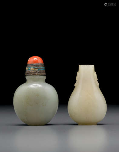 1850-1930 Two jade snuff bottles