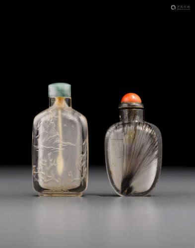 1780-1880 Two crystal snuff bottles