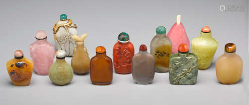 19th-20th century  A group of thirteen snuff bottles