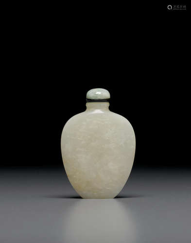 1760-1850 A spade-form white jade 'cloud and bat' snuff bottle