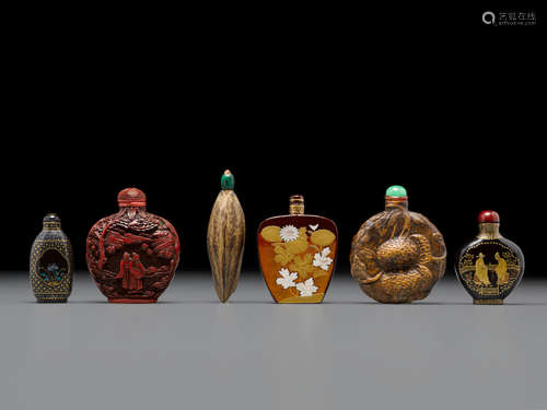 19th-20th century A group of six snuff bottles