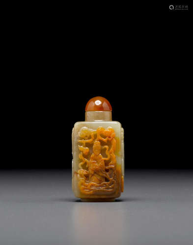 1820-1880 A yellow and russet jade snuff bottle