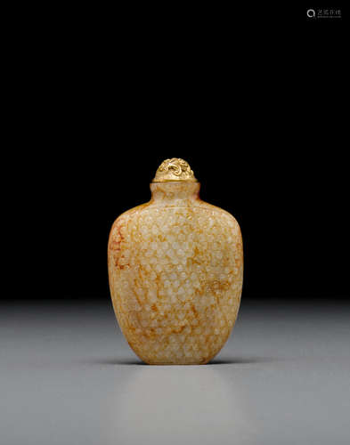 1750-1850 A well-hollowed shield-form russet jade snuff bottle