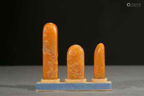 A set of three shoushan 'figures' seals