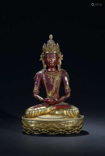 A gilt-bronze figure of Amitayus