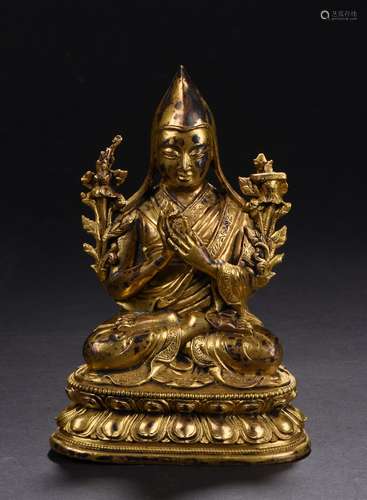 A Gilt-Bronze Figure Of Tsongkhapa