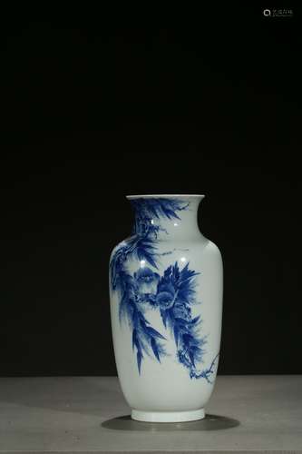 Wang Bu: blue and white 'birds on branch' vase