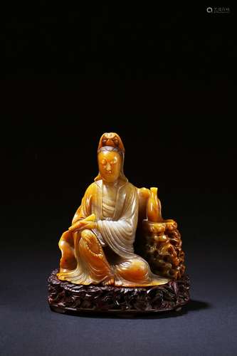 A shoushan soapstone seated Guanyin