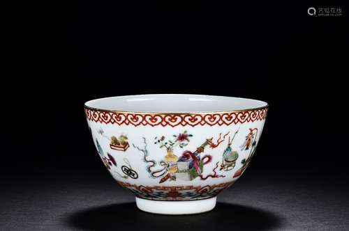 A famille rose 'eight emblems' bowl