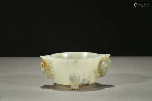 A white jade 'inscription' tripod censer