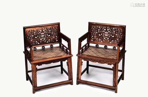 A pair of Huanghuali low-back chairs