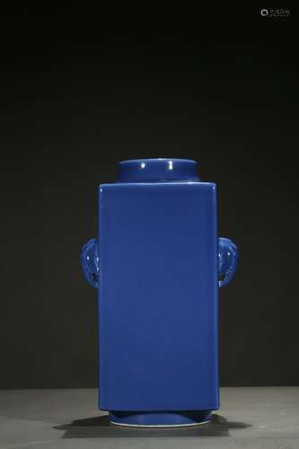 A blue glazed cong vase