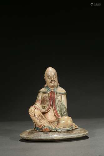 A shoushan polychrome figure of bodhidharma