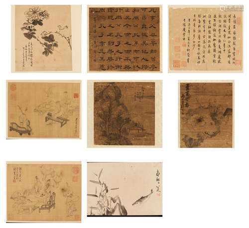 Various artists: group of eight calligraphies and paintings