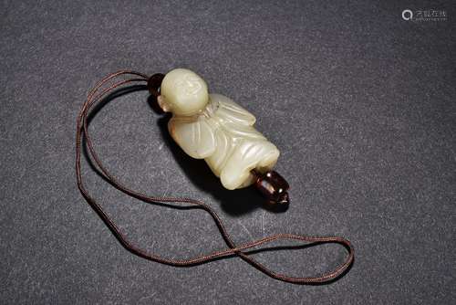 A celadon jade figure pendant