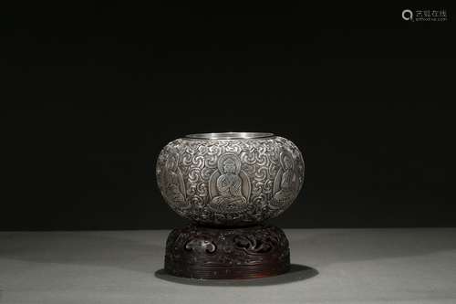 A silver cast 'Shakyamuni' alms bowl