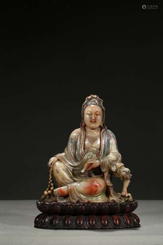 A painted shoushan carving of Guanyin