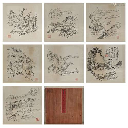 Huang Binhong: ink on paper 'landscape' album paintings