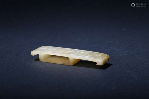 An archaic white jade 'chilong' sword slide