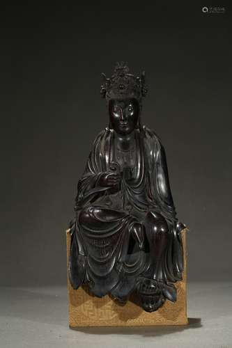 A zitan figure of seated Guanyin