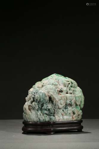 A jadeite mountain boulder carving