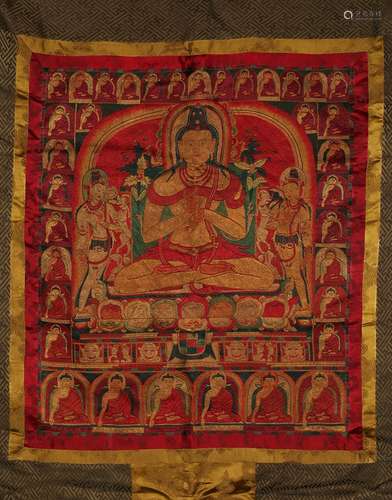 An embroidered 'bodhisattva' Thangka