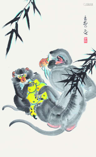 李燕  猴 纸本镜片