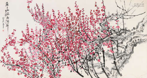 何海霞 朵朵红梅向阳开 镜心 纸本设色