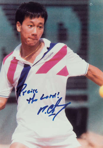 华裔网球明星张德培签名照