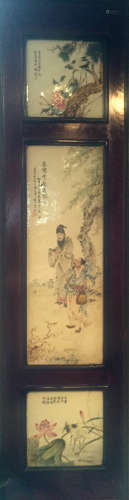 Pair Chinese Porcelain Plaques with Figural Scene