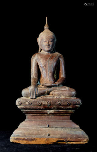 Southeast Asia Lacquered Wood Buddha