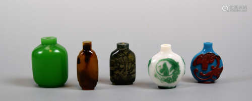 Group of Chinese Peking Glass Snuff Bottles