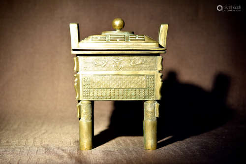 Chinese Parcel Gilt Censer of Ding Shape