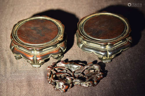 Group of Chinese Wood Stands - Hexagonal and Reticulate