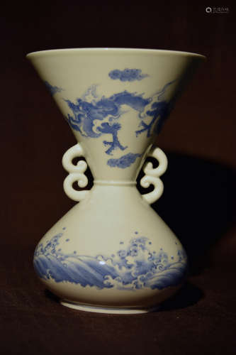 Japanese Hirado Porcelain Vase with Dragon