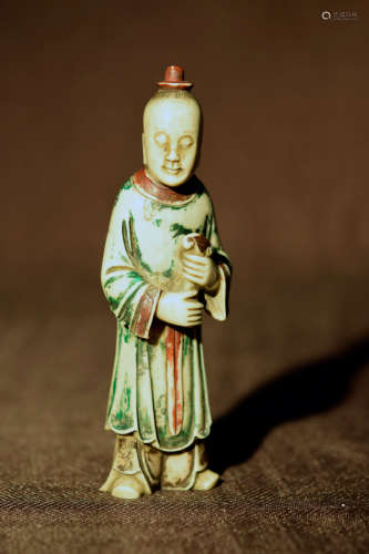 Chinese Soapstone Boy with polychrome