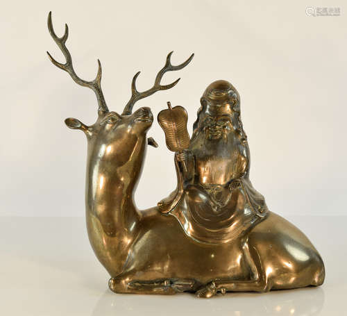 Japanese Bronze Censer Shoulao on Deer