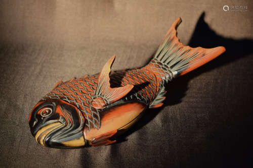 Japanese Lacquer Box fo Fish Shape