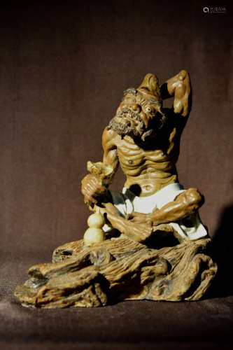 Chinese Chiwan Pottery Sage on Rock